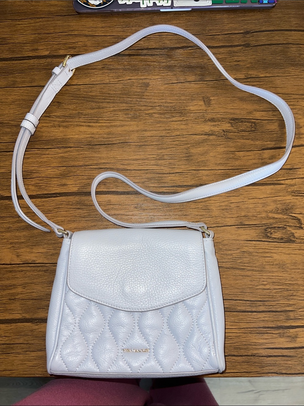 NWT Vera Bradley Quilted‎ Sarah Leather Crossbody Bag in Cloud Gray- OS